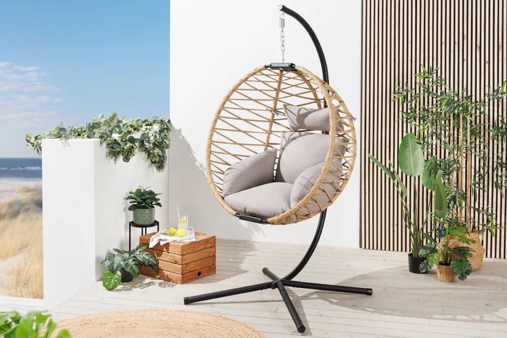 riess-ambiente Hängesessel IBIZA Beige/Grau Polyrattan