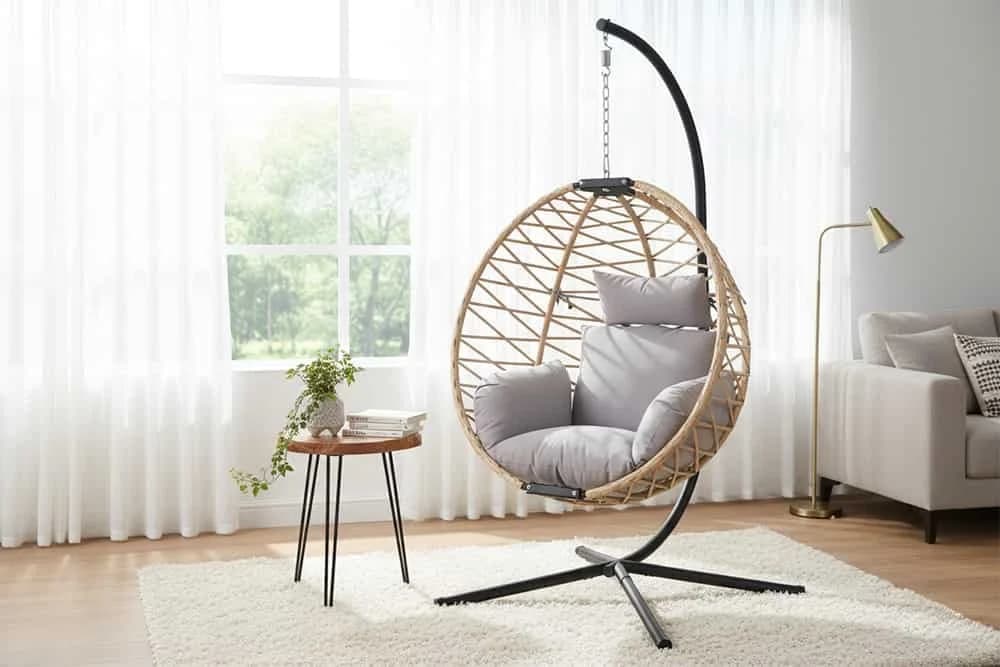 riess-ambiente Hängesessel IBIZA Beige/Grau Polyrattan - Bild 3