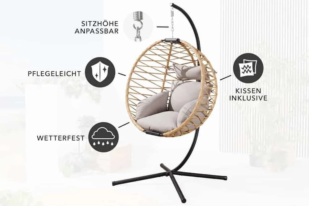 riess-ambiente Hängesessel IBIZA Beige/Grau Polyrattan - Bild 4