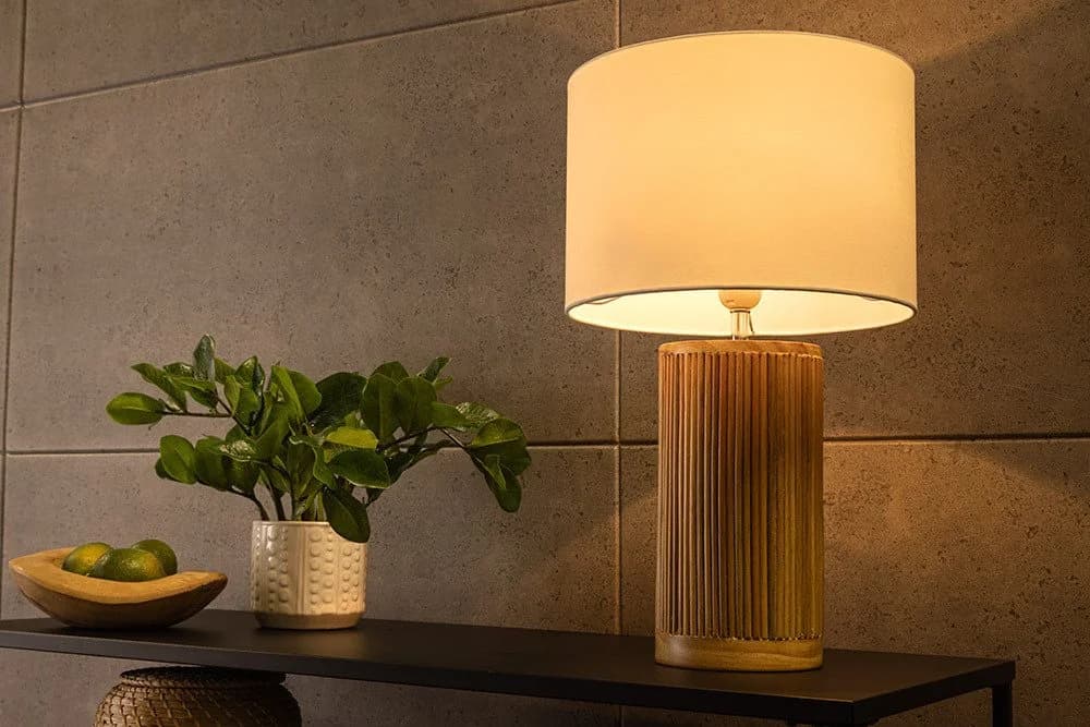 riess-ambiente Tischleuchte GATSBY 50cm Natur Weiß Holz Ein-/Ausschalter