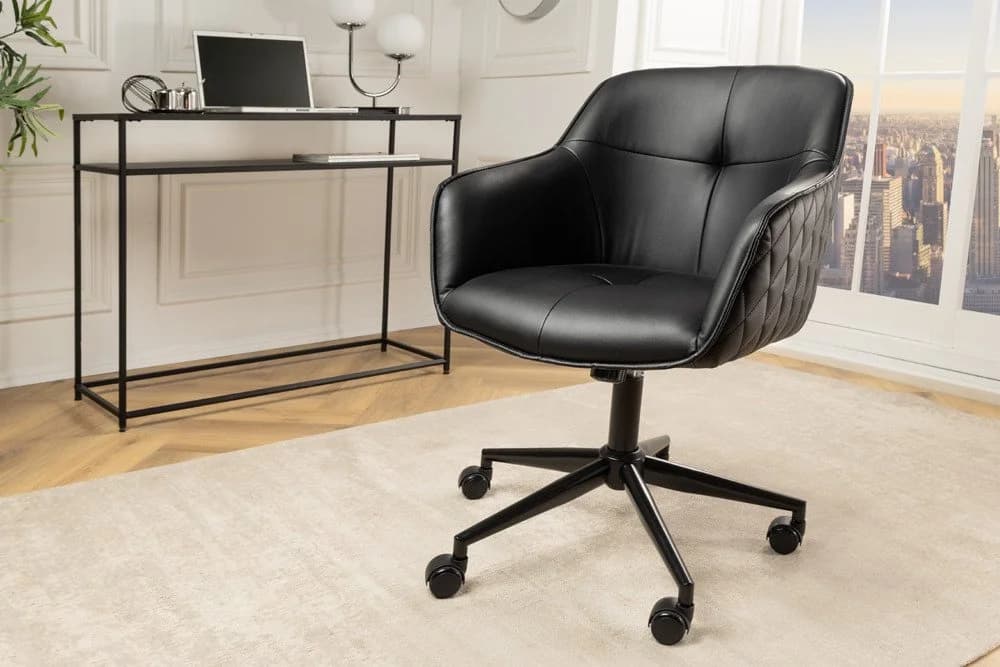 riess-ambiente Drehstuhl EUPHORIA schwarz mit Kunstleder und Metallgestell - Bild 2