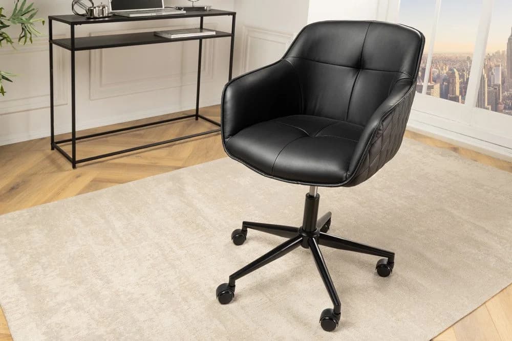 riess-ambiente Drehstuhl EUPHORIA schwarz mit Kunstleder und Metallgestell - Bild 3