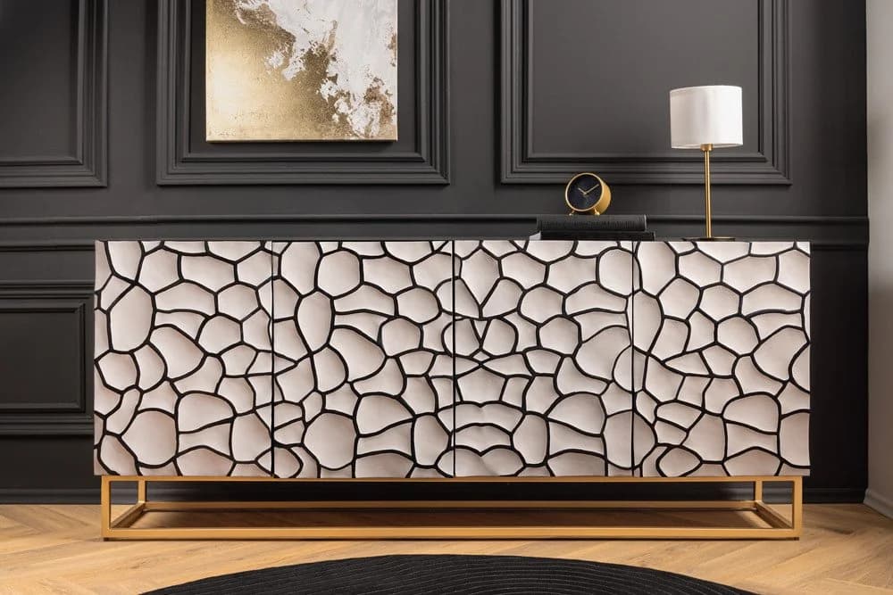 riess-ambiente Sideboard VULCANO 180cm weiß/schwarz/gold - Bild 2