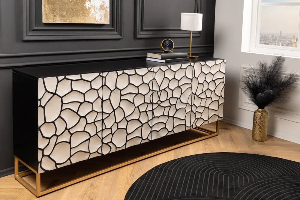 riess-ambiente Sideboard VULCANO 180cm weiß/schwarz/gold - Bild 3