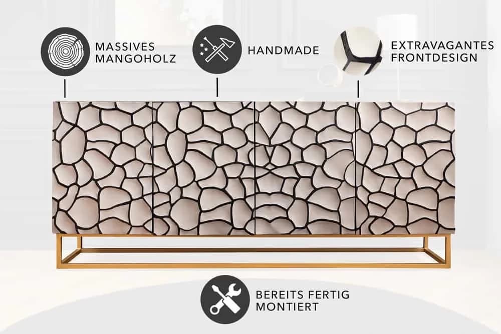 riess-ambiente Sideboard VULCANO 180cm weiß/schwarz/gold - Bild 4