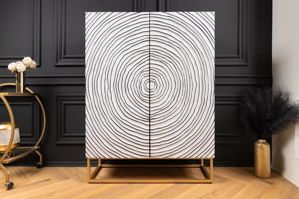 riess-ambiente Highboard ZEN CIRCLES Weiß/Schwarz/Gold Massivholz - Bild 2