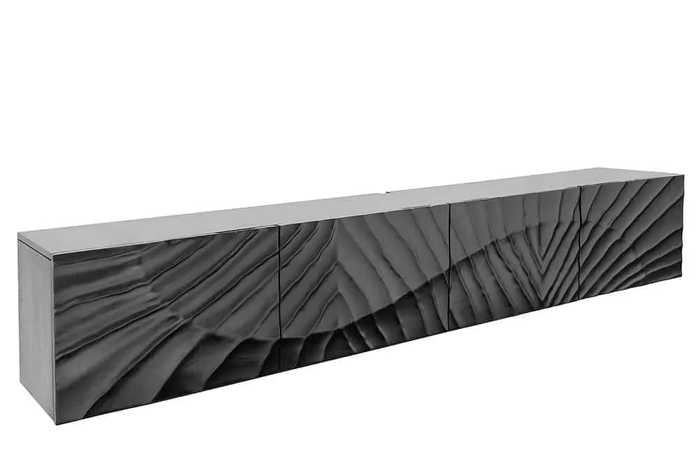 riess-ambiente Lowboard SCORPION 200cm Schwarz 3D-Schnitzerei
