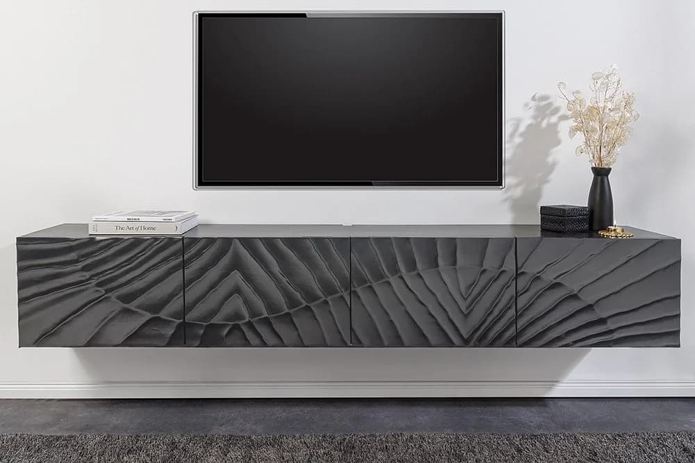 riess-ambiente Lowboard SCORPION 200cm Schwarz 3D-Schnitzerei - Bild 3