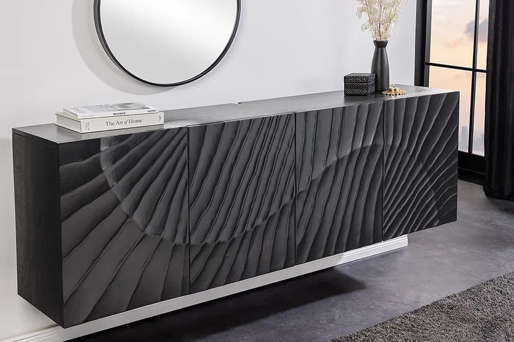 riess-ambiente Sideboard SCORPION 180cm Schwarz Massivholz Mango