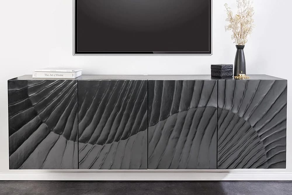 riess-ambiente Sideboard SCORPION 180cm Schwarz Massivholz Mango - Bild 2