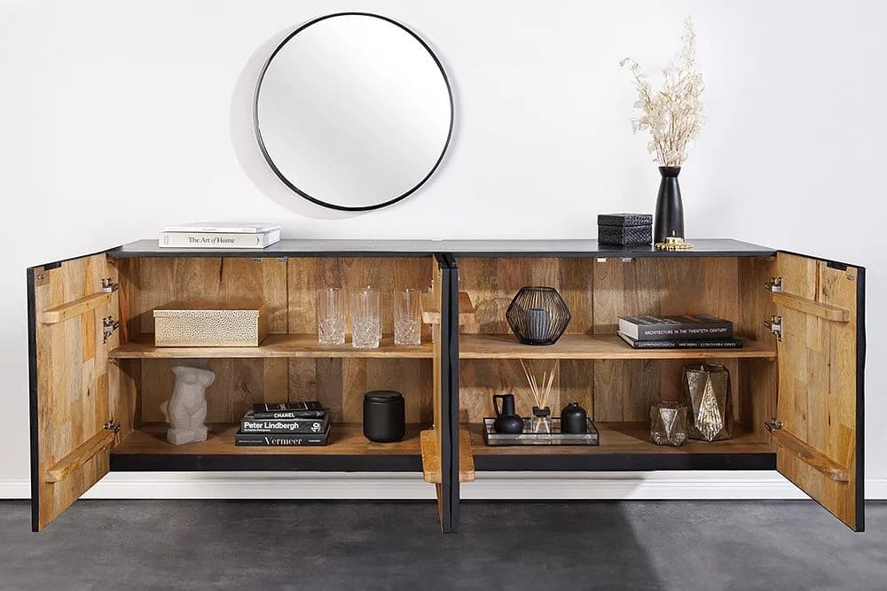 riess-ambiente Sideboard SCORPION 180cm Schwarz Massivholz Mango - Bild 4