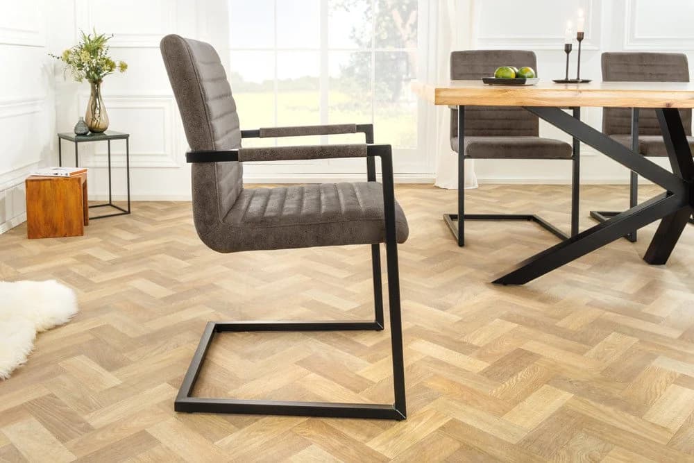 riess-ambiente Freischwinger LOFT taupe grau / anthrazit mit Armlehne