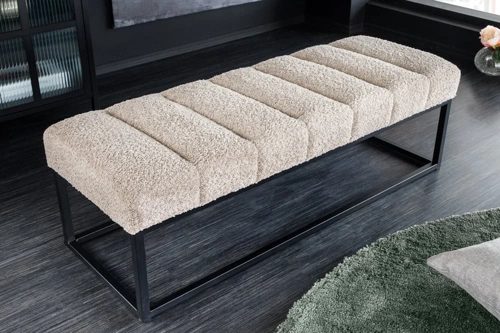 riess-ambiente Sitzbank PETIT BEAUTÉ 110cm Champagner Greige Schwarz - Bild 2