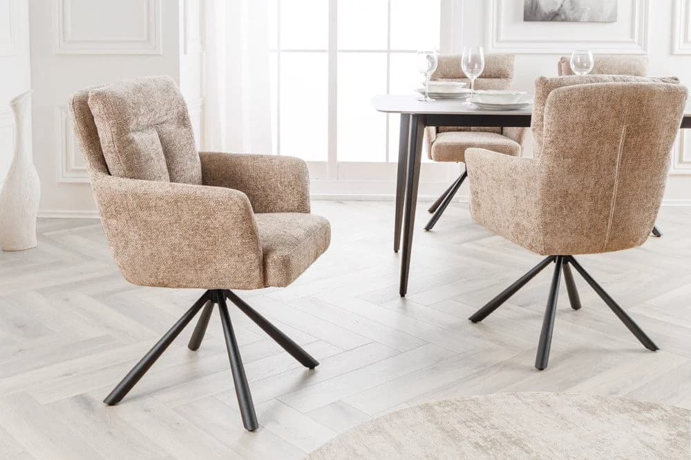 riess-ambiente Polsterstuhl BIG GEORGE Beige mit Armlehnen 360° drehbar