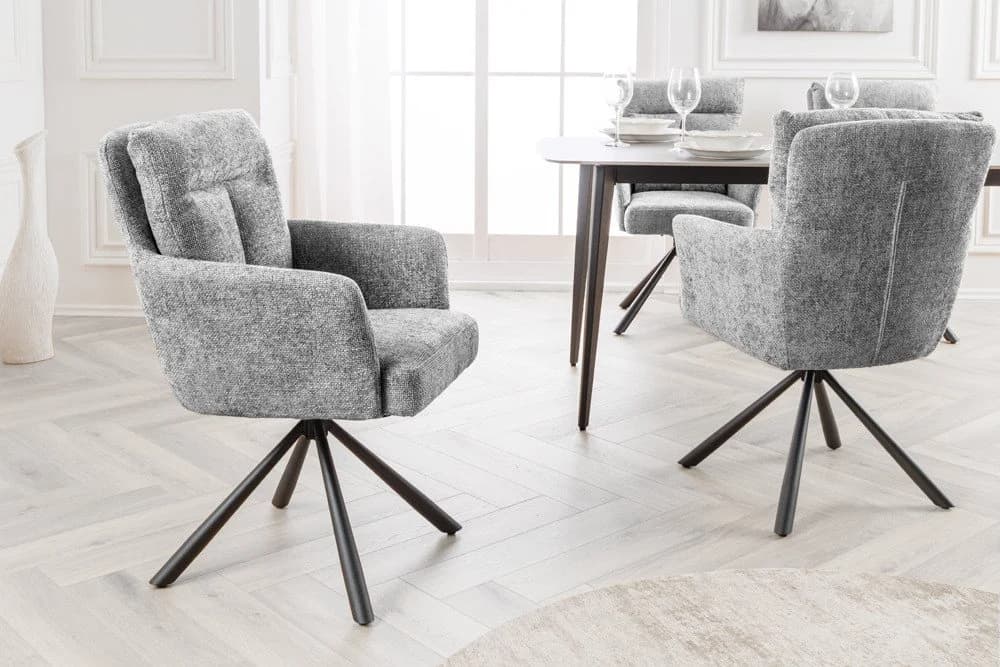 riess-ambiente Polsterstuhl BIG GEORGE grau mit Armlehnen und 360° Drehfunktion