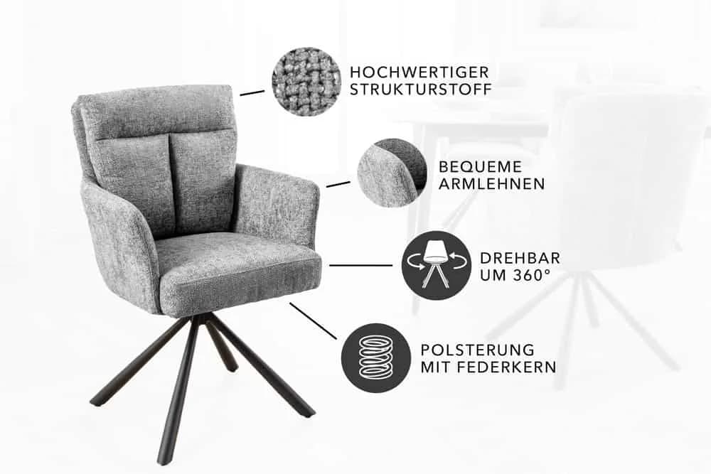 riess-ambiente Polsterstuhl BIG GEORGE grau mit Armlehnen und 360° Drehfunktion - Bild 3