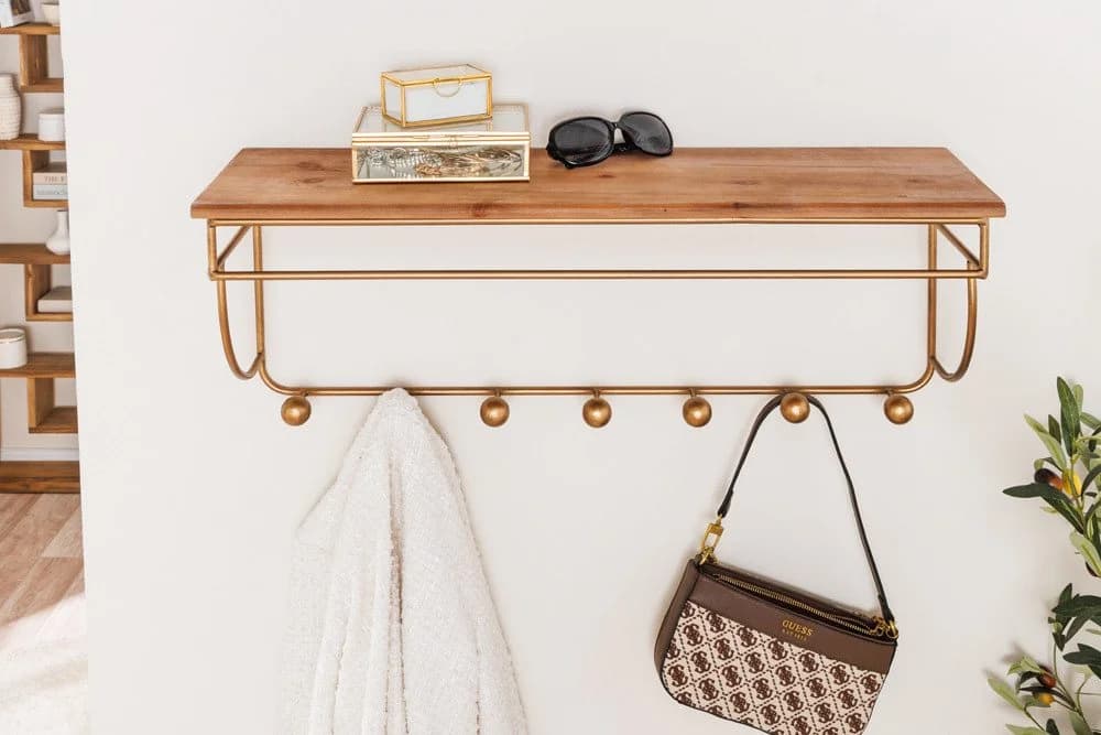 riess-ambiente Wandgarderobe HERITAGE 80cm Messinggold Pinienholz