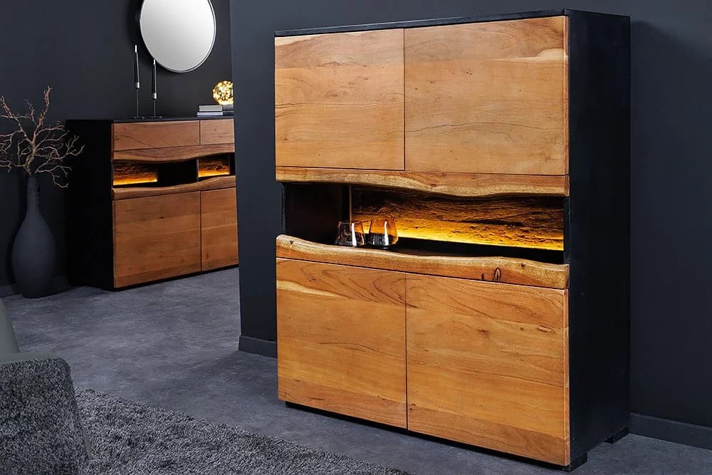 riess-ambiente Highboard GRAND ACACIA Massivholz LED-Beleuchtung - Bild 2