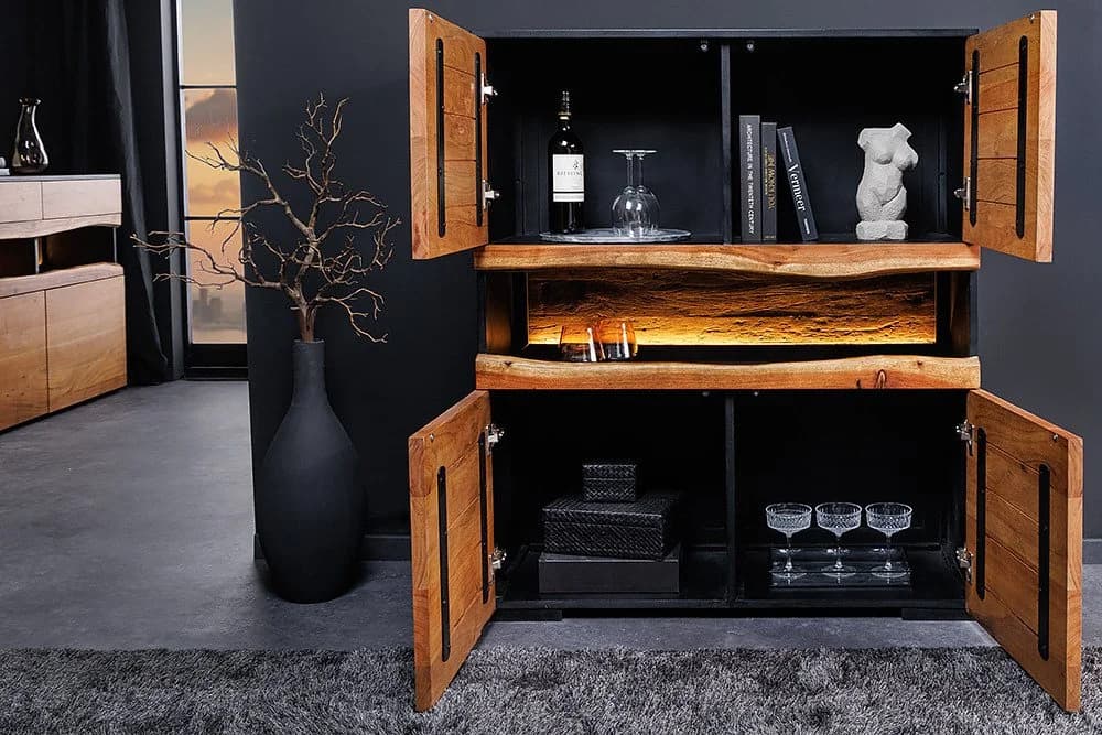 riess-ambiente Highboard GRAND ACACIA Massivholz LED-Beleuchtung - Bild 4