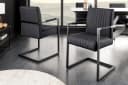 riess-ambiente Freischwinger BIG ASTON schwarz Echtleder Metall mit Armlehne Bild 1