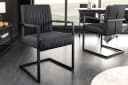 riess-ambiente Freischwinger BIG ASTON schwarz Echtleder Metall mit Armlehne Bild 2
