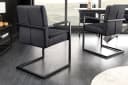 riess-ambiente Freischwinger BIG ASTON schwarz Echtleder Metall mit Armlehne Bild 3