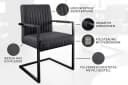 riess-ambiente Freischwinger BIG ASTON schwarz Echtleder Metall mit Armlehne Bild 4