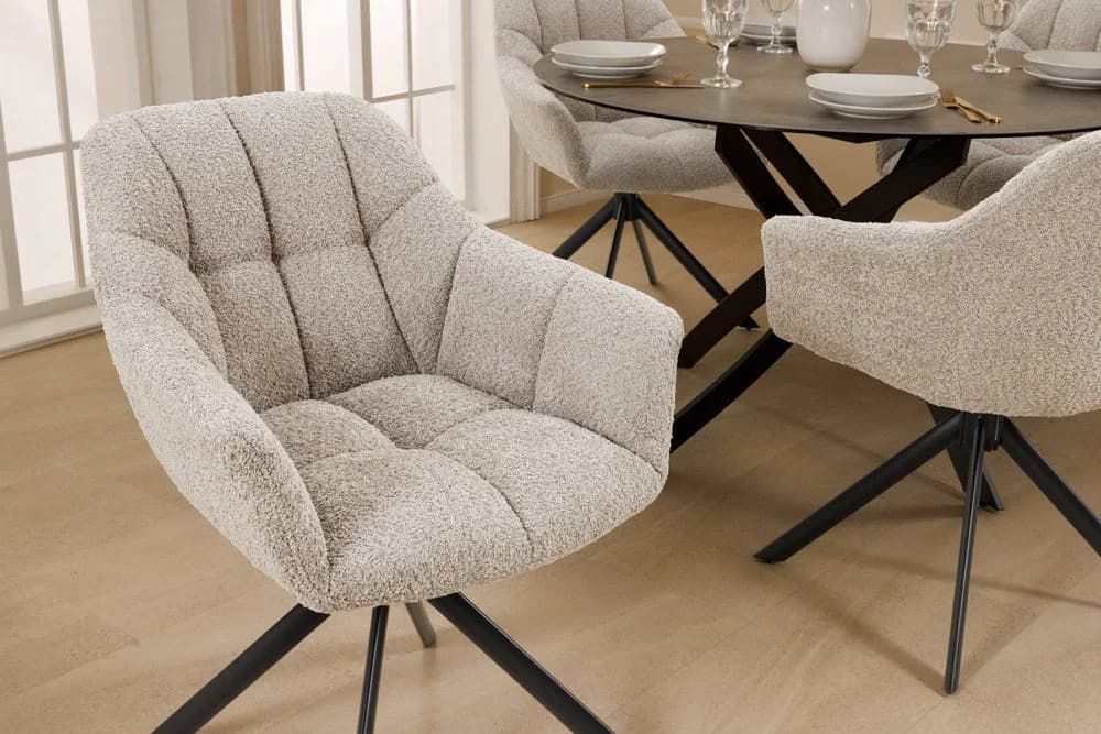riess-ambiente Polsterstuhl PAPILLON Greige Schwarz Bouclé