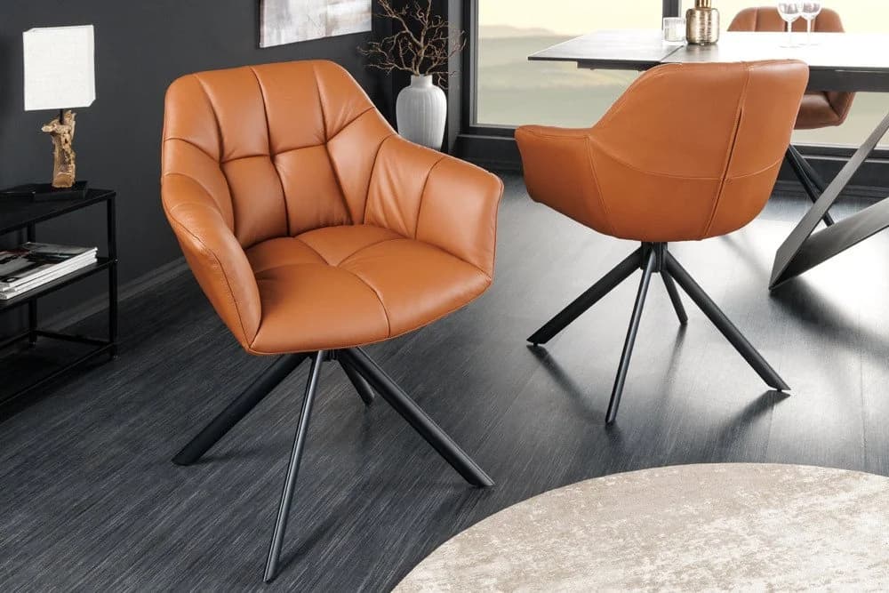 riess-ambiente Polsterstuhl PAPILLON cognac/schwarz mit 180° Drehfunktion - Bild 2