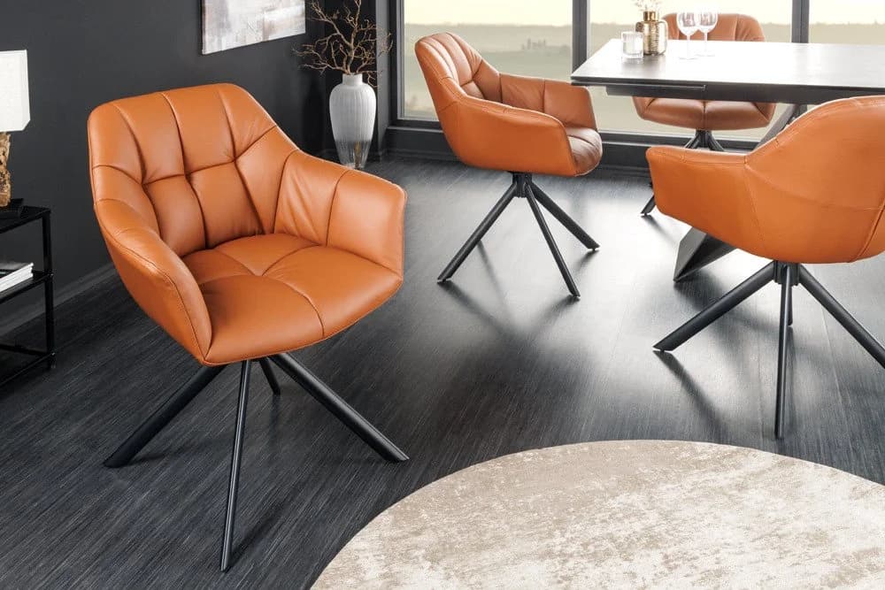 riess-ambiente Polsterstuhl PAPILLON cognac/schwarz mit 180° Drehfunktion - Bild 3