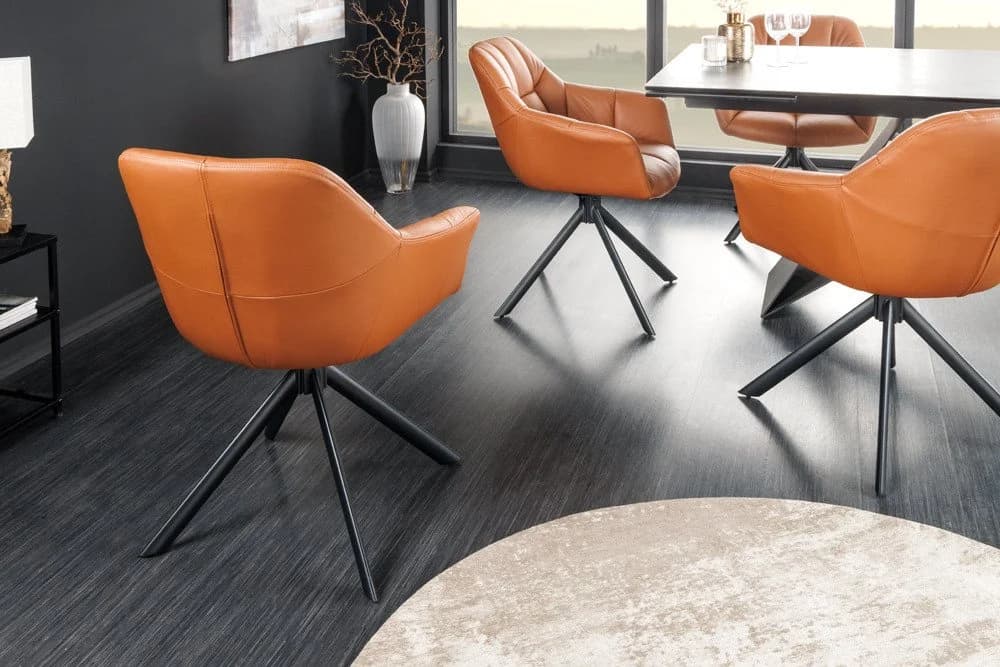 riess-ambiente Polsterstuhl PAPILLON cognac/schwarz mit 180° Drehfunktion - Bild 4
