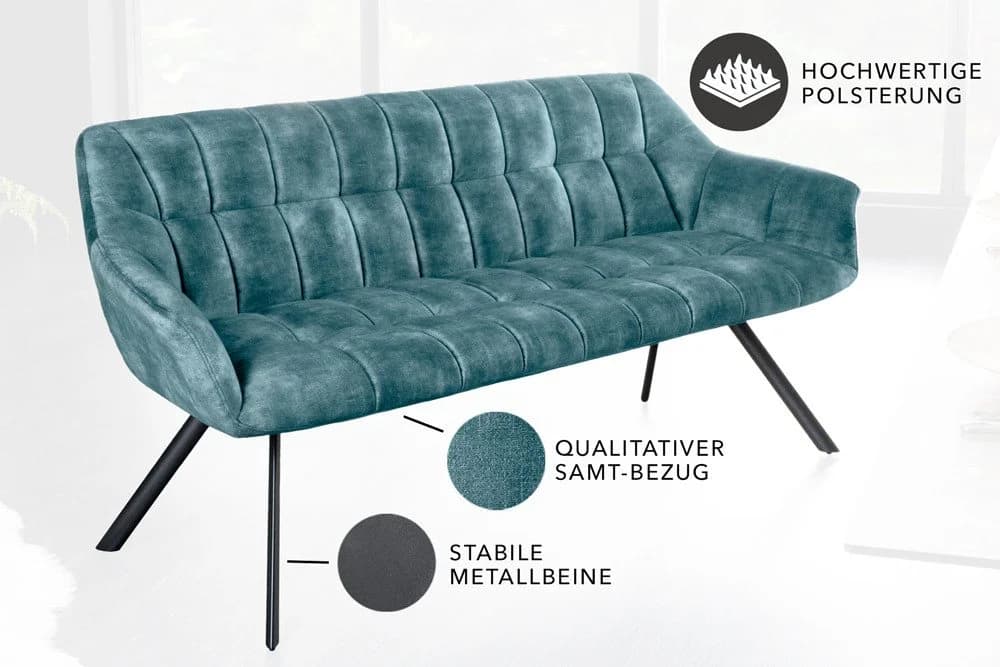 riess-ambiente Sitzbank PAPILLON 165cm Samt Metall-Füße Armlehne - Bild 5