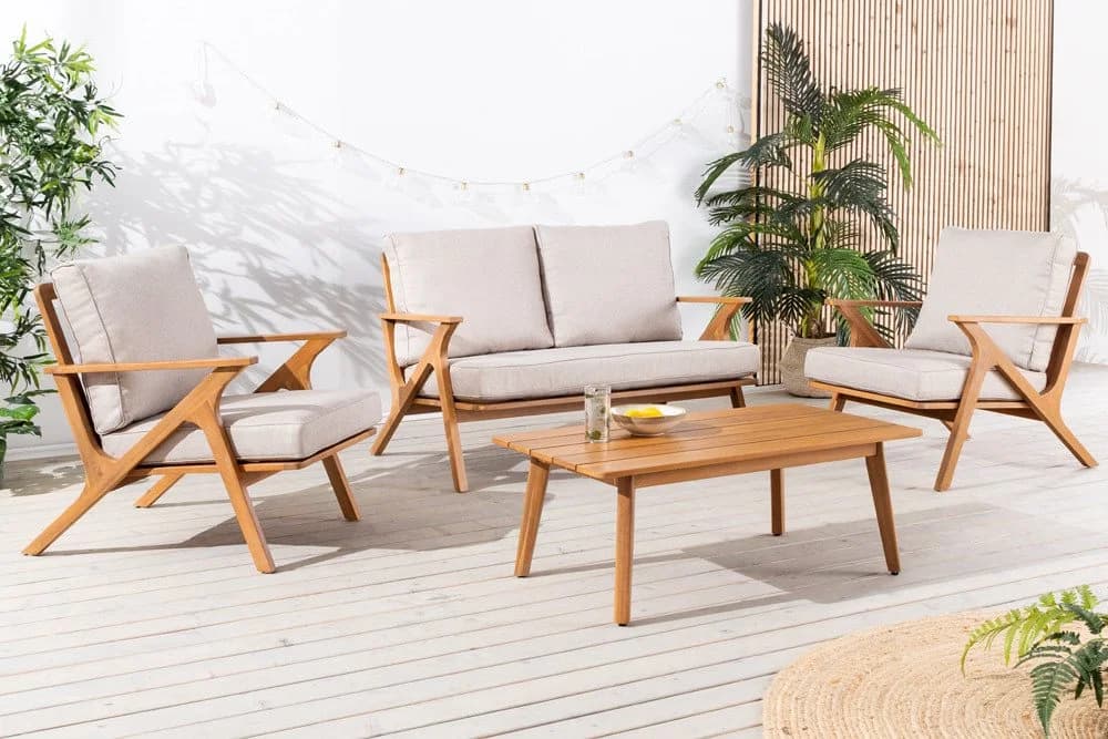 riess-ambiente Loungeset COMFORT LINE natur beige 4-tlg. Akazien-Massivholz - Bild 2
