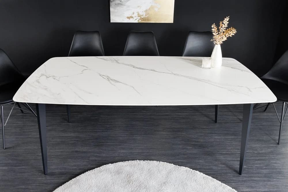 riess-ambiente Esstisch MILANO 160cm Weiß/Schwarz Keramik Marmor - Bild 3