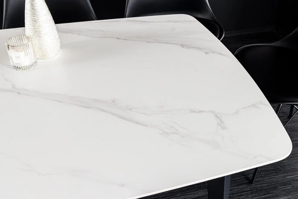 riess-ambiente Esstisch MILANO 160cm Weiß/Schwarz Keramik Marmor - Bild 4