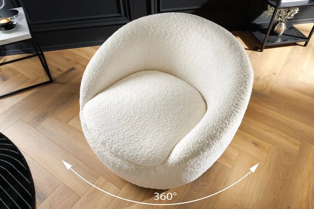 riess-ambiente Drehsessel ALPINE weiß 360° drehbar mit Armlehne - Bild 3