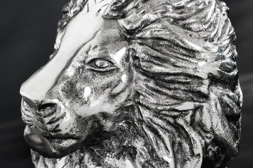riess-ambiente Beistelltisch WILDLIFE LION 60cm silber antik mit Glasplatte - Bild 5