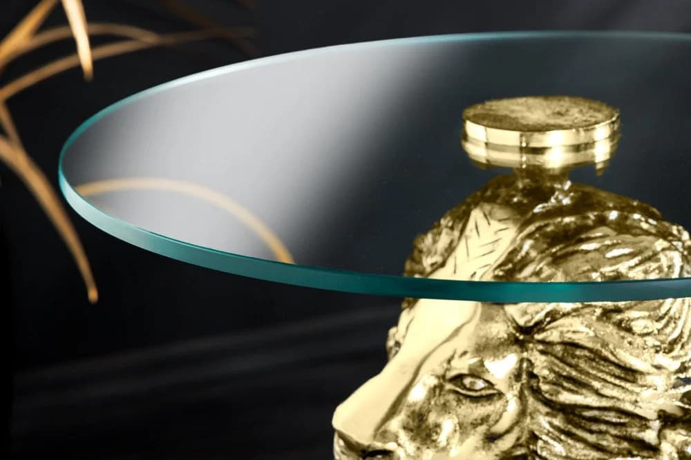riess-ambiente Beistelltisch Löwe Gold Antik Glasplatte - Bild 4