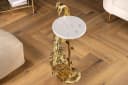 riess-ambiente Beistelltisch WILDLIFE PEACOCK 75cm Gold Antik Weiß Marmor Bild 3