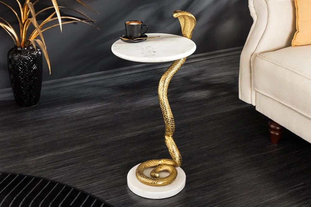 riess-ambiente Beistelltisch WILDLIFE COBRA Gold Weiß Marmor - Bild 2
