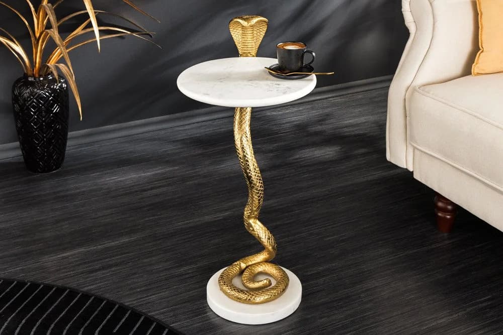 riess-ambiente Beistelltisch WILDLIFE COBRA Gold Weiß Marmor - Bild 3