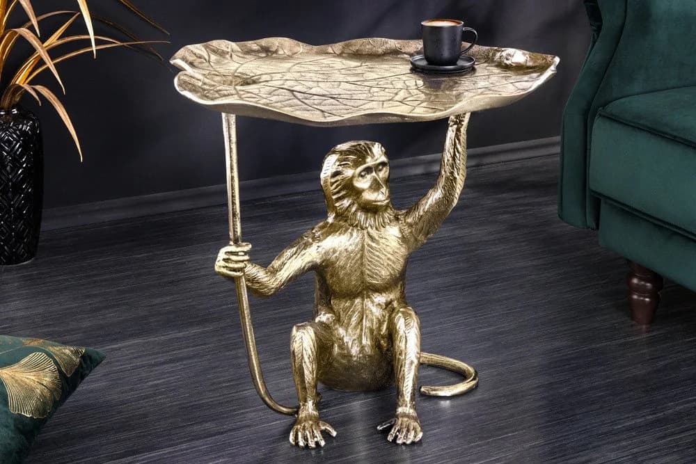 riess-ambiente Beistelltisch WILDLIFE MONKEY 60cm gold antik Metall