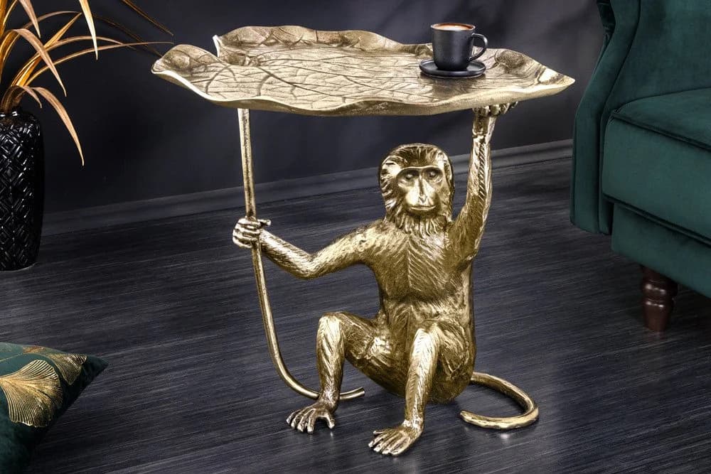 riess-ambiente Beistelltisch WILDLIFE MONKEY 60cm gold antik Metall - Bild 2