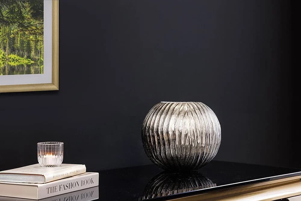 riess-ambiente Dekovase ELEGANCE 25cm silber Metall Hammerschlag Design - Bild 4