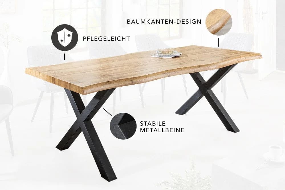 riess-ambiente Baumkantentisch WILD 160cm Wildeichen-Design Industrial