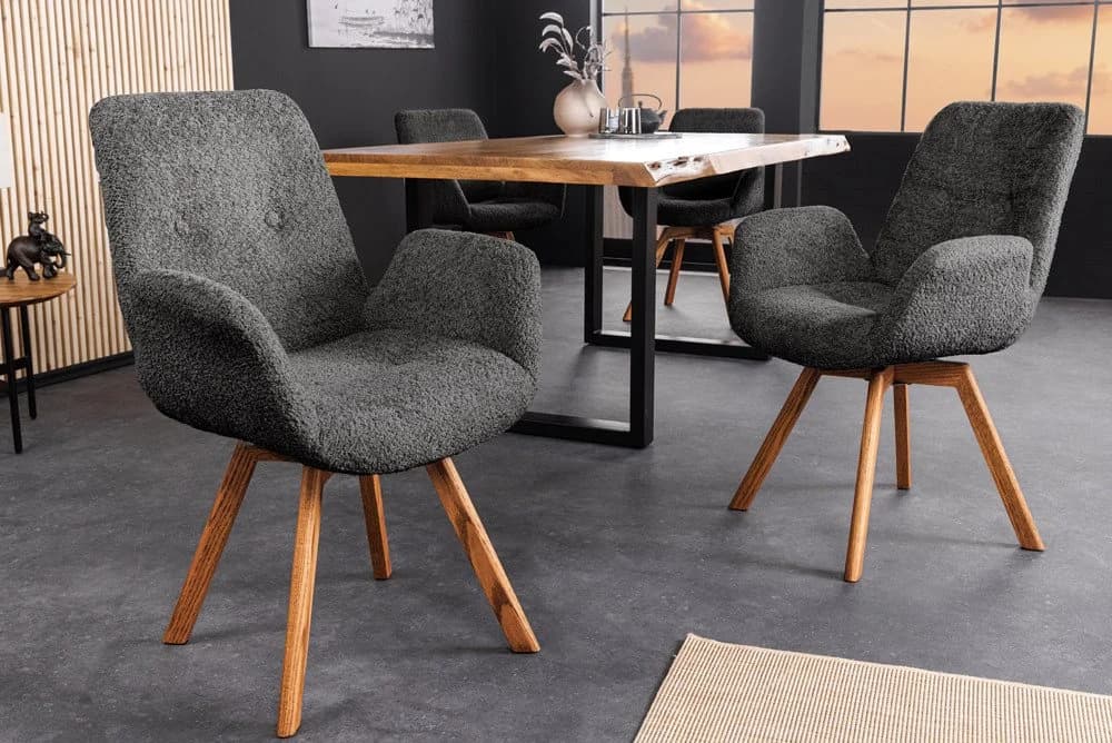 riess-ambiente Polsterstuhl BALTIC Dunkelgrau Eiche 360° drehbar