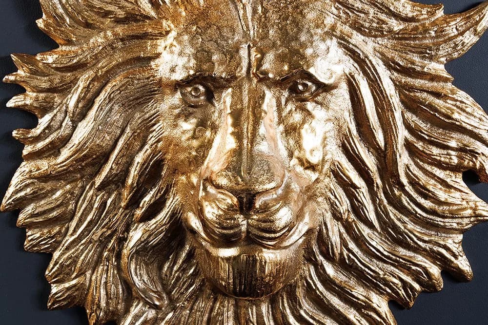 RIESS Ambiente Wanddeko Löwenkopf Gold Metall Skulptur 60cm - Bild 4