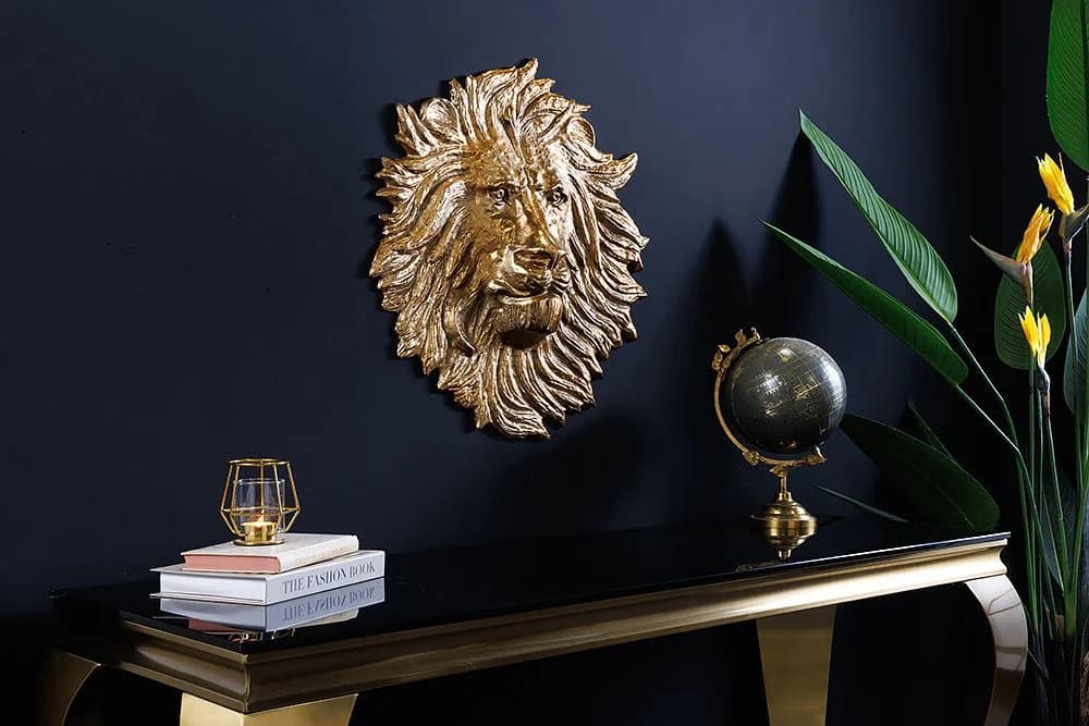 riess-ambiente Wanddekoobjekt WILDLIFE LION 35cm gold Löwenkopf-Skulptur Metall - Bild 3