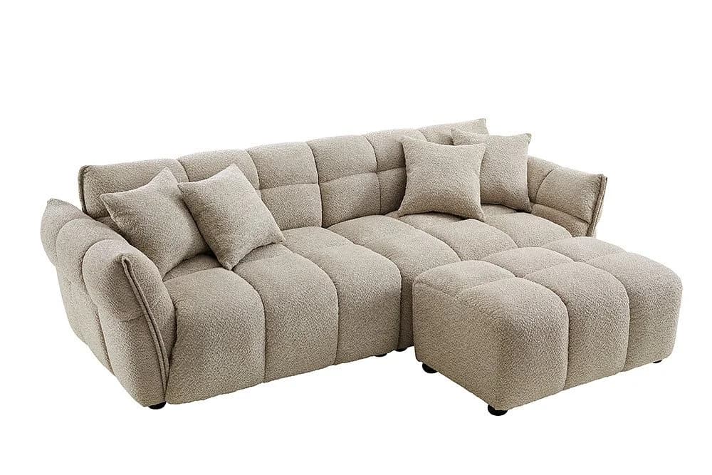 riess-ambiente CLOUD XXL Sofa 260cm Champagner Greige Bouclé
