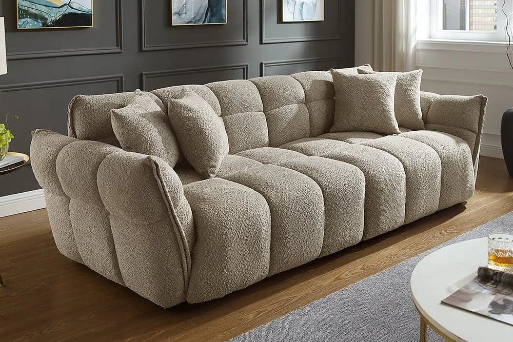 riess-ambiente CLOUD XXL Sofa 260cm Champagner Greige Bouclé - Bild 2